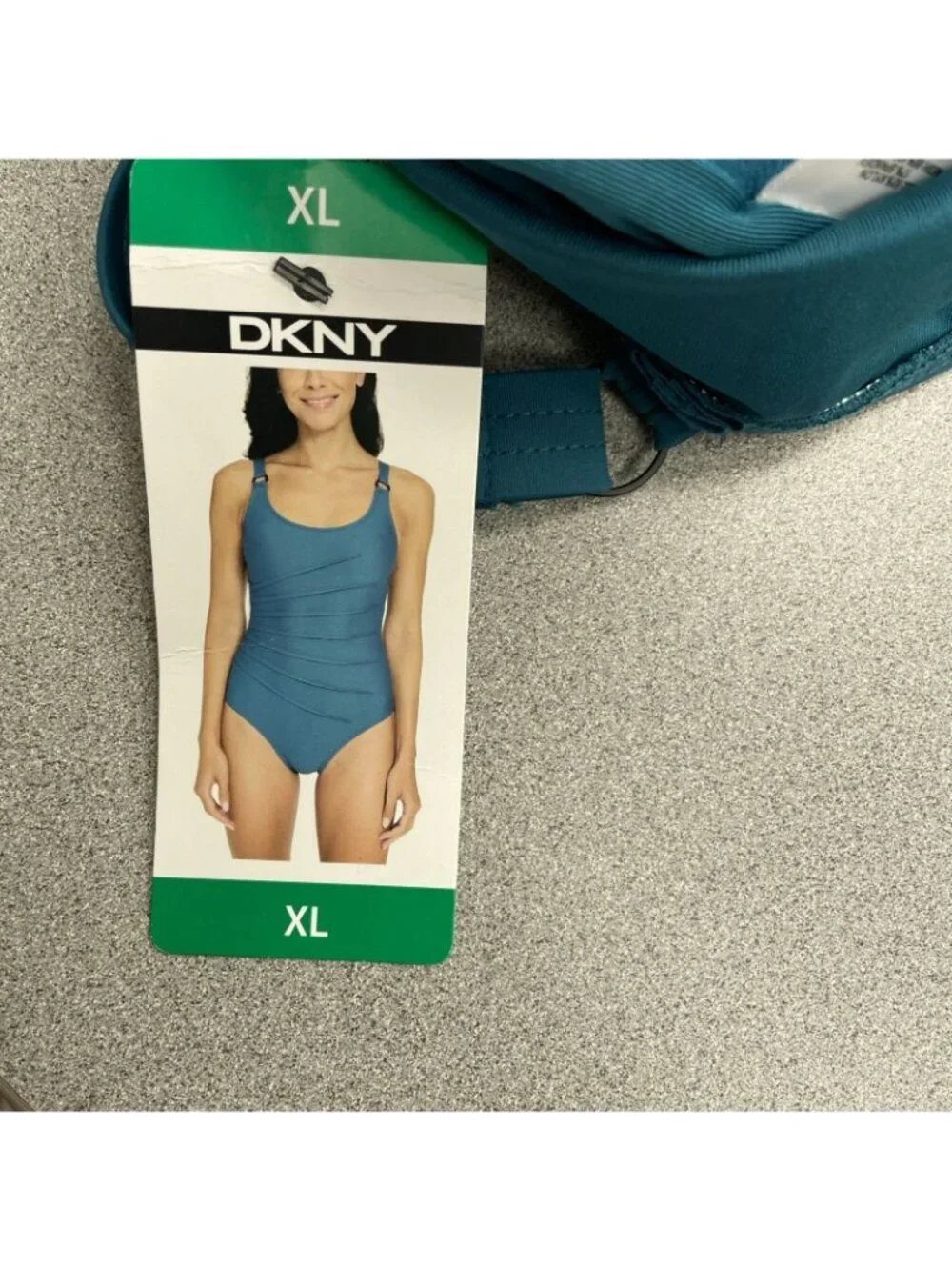 DKNY Women's XL Blue One-Piece Swimsuit With Ruching P0218 - Picture 5 of 10